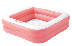 Toyshine Square Inflatable Kids Pool Bath Pool Tub, Summer Water Fun Bathing Tub Toy for Kids - 85x 85x 23 Cms- Pink