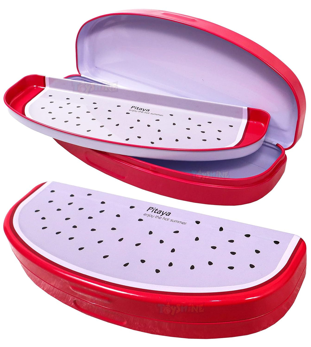 Toyshine Pack of 2 Fruit Shape Printed Shaped Metal Pencil Box for Kids - Pitaya