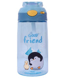 Toyshine Handy 470 ML Kids Water Bottle With Stainer, BPA Free Children's Drinkware with Button Lock, Light Blue