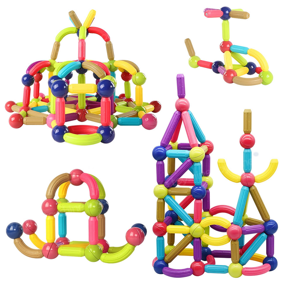 Toyshine 100 Pc Magnetic Roundels Sticks Building Block Constructing & Creative Learning Educational Toy Stem Kit for 3+ yrs Kids