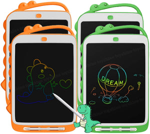 Toyshine Pack of 4 Writing Tablets 10'' LCD Tab for Kids Drawing Pad Doodle Board Scribble for Old Boys/Girls Birthday Return Gifts Education Learning Toys - Green & Orange