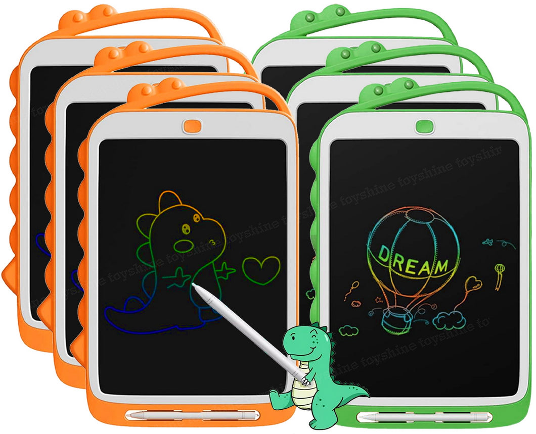 Toyshine Pack of 6 Writing Tablets 10'' LCD Tab for Kids Drawing Pad Doodle Board Scribble for Old Boys/Girls Birthday Return Gifts Education Learning Toys - Green & Orange