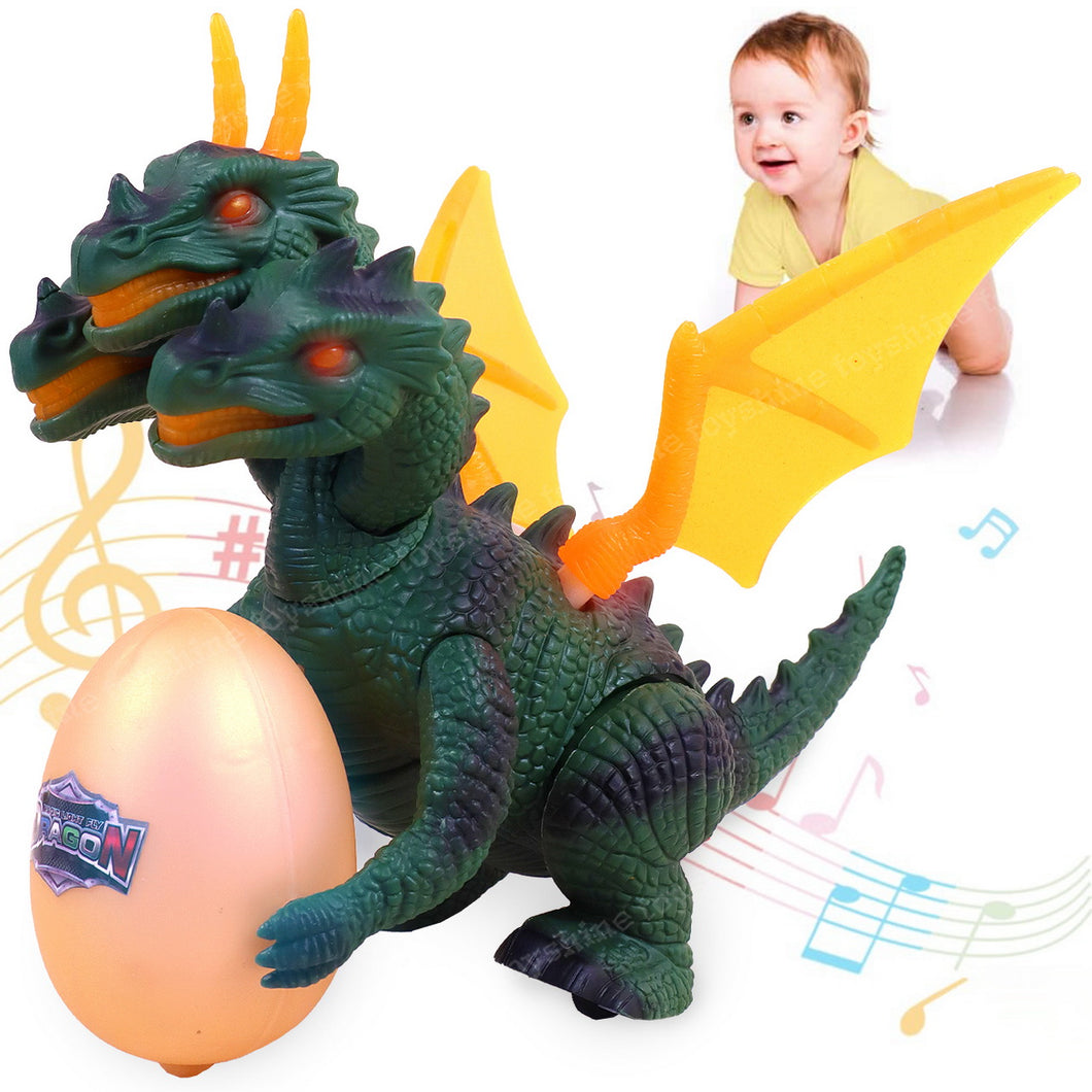 Toyshine DIY Multi-Head Dinosaur Toys for 3+ Year Old, Movable Electric Dinosaur Toys with Lights Roar Sound Swinging Wings Tails Educational Gifts for Kids