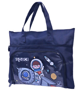 Toyshine Astronaut Design Handbag 14x10 Inches | Tuition, Picnic, Laptop, Notebook Carrying Handbag for Students - Dark Blue