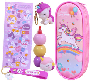 Toyshine 3 Pc Unicorn Theme Kawaii Stationary Set for Kids Aesthetic Stationery Items for School & College Students - Model C