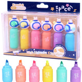 Toyshine 6 IN 1 Space Highlighter Pen Set, Pastel Colors Highlighter Set, Chisel Tip Marker Pens for Adults Kids Students School Supplies, Birthday Party Return Gift Party Favor for kids