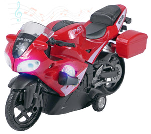 Toyshine 1:16 Scale Pull Back Alloy Simulation Police Superbike with Lights and Sound Toy Bike for Kids - Red
