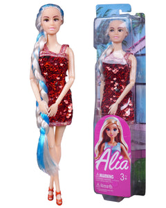 Toyshine Alia Doll with Briaded Hair Sequin Dress Strappy Heels Great Gift for Ages 3 Years Old & Up, Multi Color