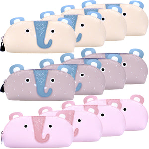 Toyshine Pack of 12 Elephant Design Soft Pencil Storage Case Pouch- Kids School Supply Organizer Students Stationery Pouch for Girls | Birthday Party Return Gift - Multicolor