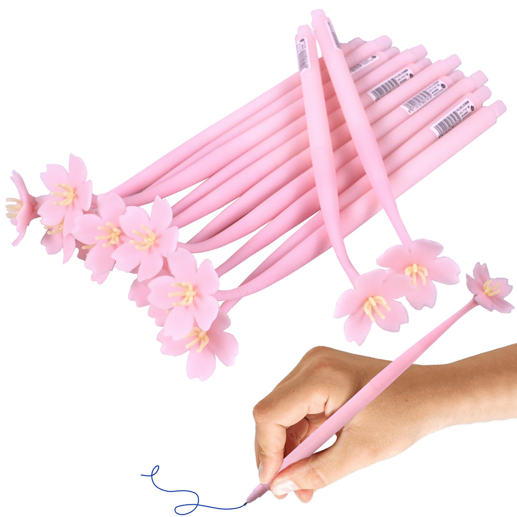 Toyshine 12pc Blossom Petals Design Gel Pens | Cute Fancy Fine Point Pen for Office Stationary School Supplies Birthday Party Favor Return Gift