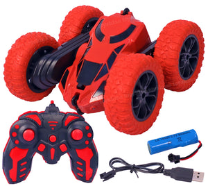 Toyshine Stunt Racing RC Car 4WD Remote Control Car 360 Degree Flips Double Sided Walking Rotating Stunt Car Electric Rechargeable Off Road - Red