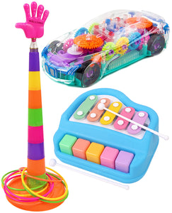 Toyshine Combo Pack of 3 Toys | Ring Toss, Concept car and Musical Xylophone | Baby and Toddler Development & Educational Toys