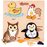 Toyshine 4 in 1 Wooden Pick and Fix Bird Puzzle Toy, Wooden Puzzle with Thick Wooden Slab - Birds