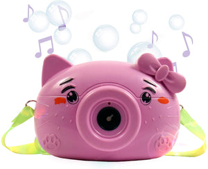 Toyshine Kitty Face Bubble Camera Toys for Kids, Toddler with Music and Lights, Birthday Gift for Girls Boys Age 3+ Purple