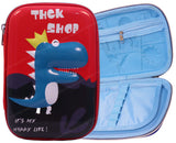 Toyshine Dinosaur Hardtop Pencil Case with Compartments - Kids Large Capacity School Supply Organizer Students Stationery Box - Girls Boys Pen Pouch- Red