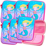 Toyshine Pack of 6 Mermaid Hardtop Pencil Case with Multiple Compartments - Kids Large Capacity School Supply Organizer Students Stationery Box | Birthday Return Gift Party Favor for Kids Girls