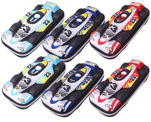 Toyshine Pack of 6 F-Racer Hardtop Pencil Case with Compartments - Kids Large Capacity School Supply Organizer Students Stationery Box - Girls Boys Pen Pouch- Multicolor