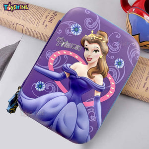 Toyshine Princess Hardtop Pencil Case with Compartments - Kids Large Capacity School Supply Organizer Students Stationery Box - Girls Pen Pouch- Purple