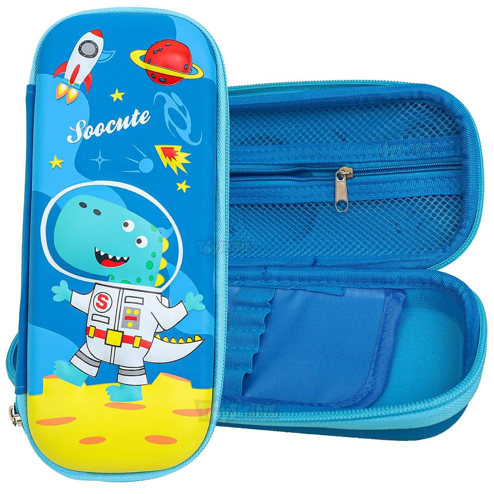 Toyshine Space Dino Hardtop Pencil Case with Multiple Compartments - K