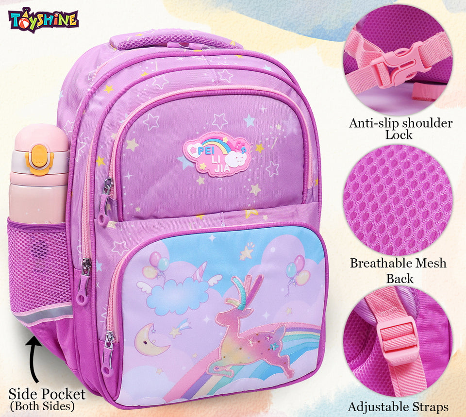 Toyshine Purple Deer 16 Inches School College Backpacks for Teen Girls Lightweight Bag- Purple