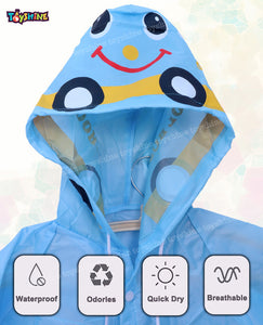Toyshine Cartoon Bus Raincoat for Girls Boys Waterproof Raincoat Toddler Rainwear for Children Kids 3-6 years old