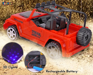 Toyshine 1:18 RC Scale Remote Control Rechargeable Wireless Toy Jeep with Lights for Kids Endless Childhood Fun Birthday Party Gift Return Gift -Red