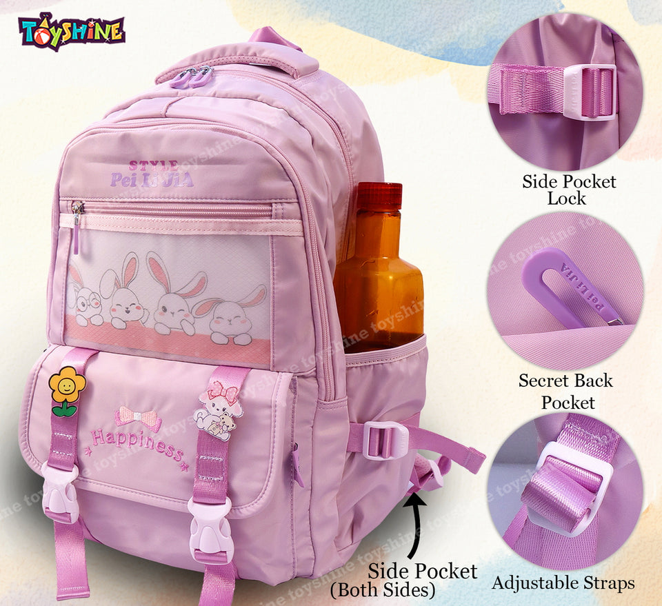 Toyshine Happiness High School College Backpacks for Teen Girls Boys Lightweight Bag-Pink