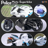 Toyshine 1:16 scale Pull Back Alloy Simulation Police Superbike with Lights and Sound Toy bike for kids - White