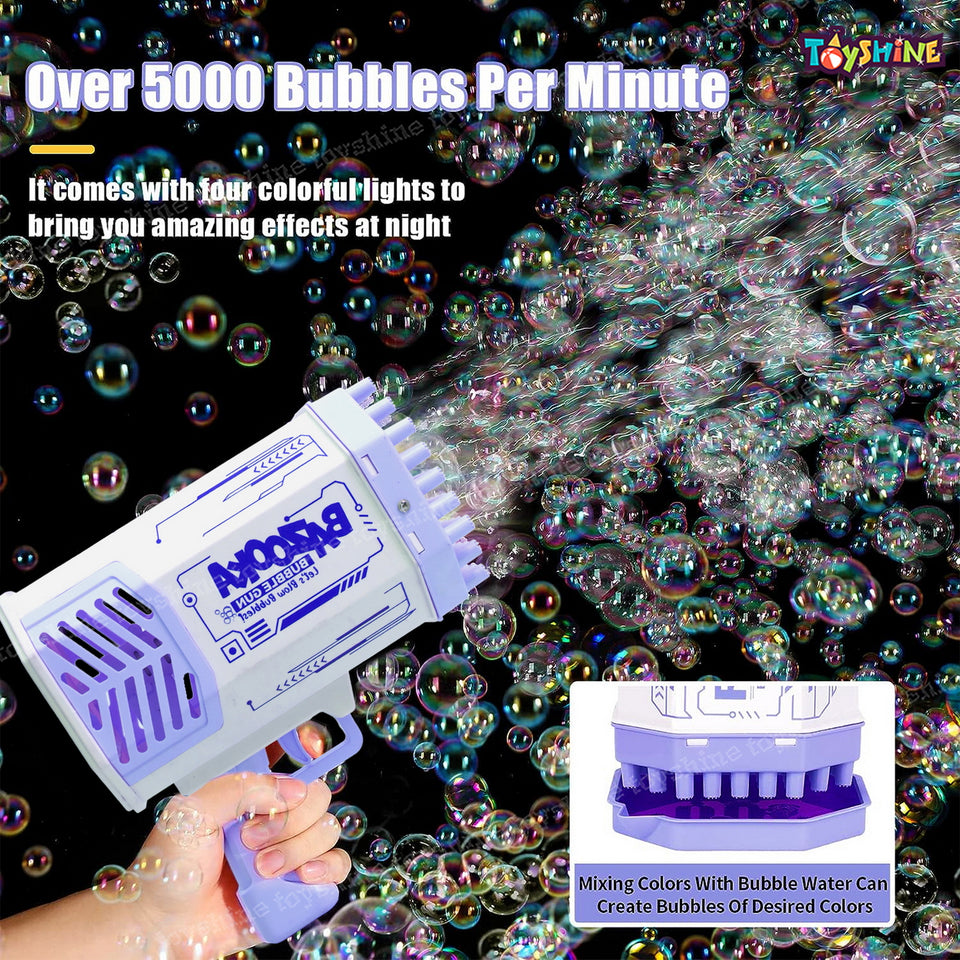 Toyshine 69 Holes Big Powerful Machine Bubble Bazooka Gun Toys for for Kids Adults, Bubble Makers, Big Rocket Boom Bubble Blower Best Gifts - Purple