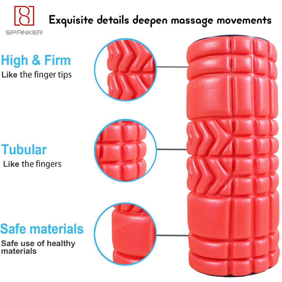 Spanker Foam Yoga Roller for Physical Therapy Exercise, Body Foam Roller, Deep Tissue Massager, Red