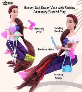 Toyshine Beauty Doll Street Vane with Fashion Accessory Pretend Play Gift for Girls Kids Role Play Toy for Age 3+ Multicolor