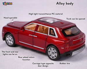 Toyshine 1:32 Scale Rolls-Royce Phantom Model Alloy Six Side Open Die-Cast Pull Back Toy Car with Sound and Light Echo Car Model Toy - Maroon