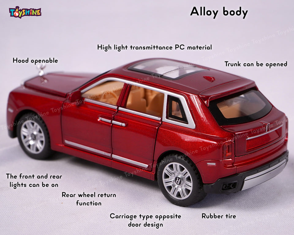 Toyshine 1:32 Scale Rolls-Royce Phantom Model Alloy Six Side Open Die-Cast Pull Back Toy Car with Sound and Light Echo Car Model Toy - Maroon