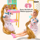 Toyshine Doctor Alia Doll with Medical equipments, Furniture & Accessories Toys for Kids Role Play Set for Age 3+