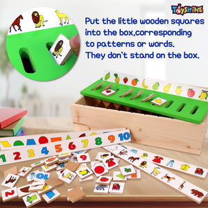 Toyshine Pack of 3 Wooden Combo Set - Sorting Box, Animal Stacker, ABC, 123 Puzzle Toy | Play Montessori Toys for Kids for Girls Boys
