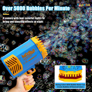 Toyshine 69 Holes Big Powerful Machine Bubble Bazooka Gun Toys for for Kids Adults, Bubble Makers, Big Rocket Boom Bubble Blower Best Gifts - Blue