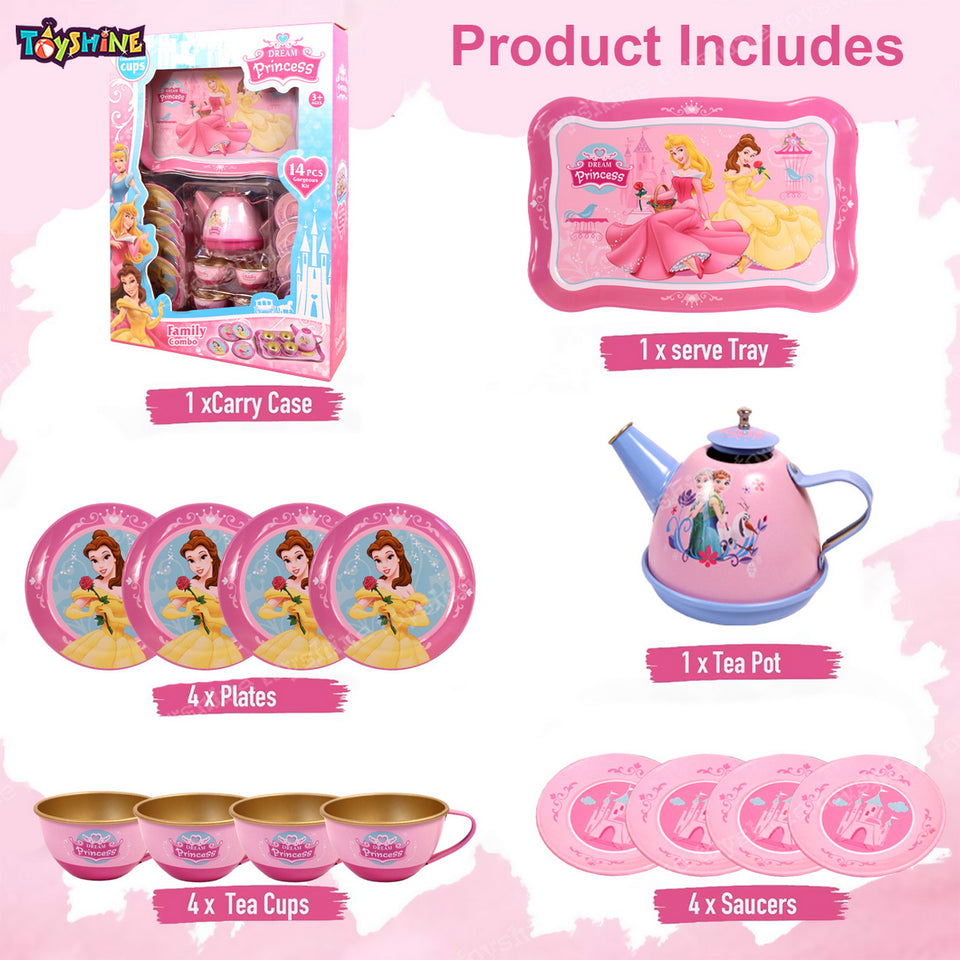 Toyshine 14 Pcs Stainless Steel Kitchen Set Tea Party Kitchen Set Toy for Girls Boys - Model B