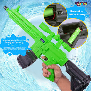 Toyshine Electric Holi Water Toy Gun 600 ML Tank Capacity Rechargeable with Pressure Mechanism for Range Upto 25 FT A Powerful Squirt Guns for Kids Outdoor Water Fun - Green