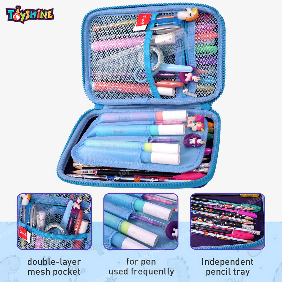 Toyshine Ball Games Theme Hardtop Pencil Case with Compartments - Kids Large Capacity School Supply Organizer Students Stationery Box - Girls Boys Pen Pouch, Rugby