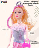 Toyshine Beautiful Dazzling Doll with Moveable Arms and Fashion Accessory Pretend Play Toy for Kids 3+ Years