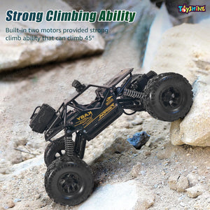 Toyshine 1:16 Scale 27MHZ Rock Crawler Monster RC Truck with Booster Spray Function All Terrain Stunt Racing Car Rechargeable Indoor Outdoor Toy Car - Black