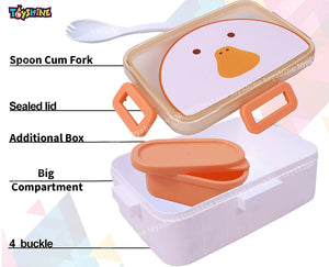 Toyshine Cute Cartoon Lunch Box with Spoon for kids - Yellow Duck