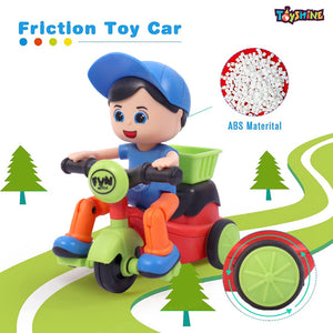 Toyshine Pack of 2 Push and Go Boy Play Set Friction Powered Toys - Cycle boy