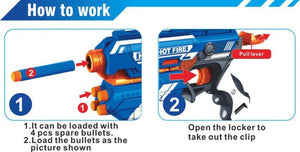 Toyshine Foam Blaster Gun Toy, Safe And Long Range, 10 Bullets - Multicolor