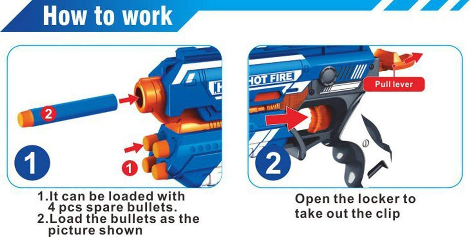 Toyshine Foam Blaster Gun Toy, Safe And Long Range, 10 Bullets - Multicolor