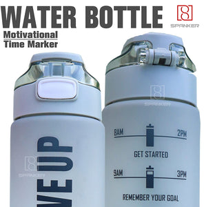 Spanker Never Give Up Motivational Leakproof Water 30 Oz (900 ML), Time Marker, BPA Free Fitness Sports Water Bottle, (GREY) SSTP