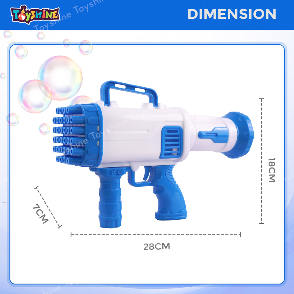 Toyshine Rocket Boom 32 Hole Bubble Blaster for Kids | High Volume Bubble Gun with Solution | Ultimate Bubble Fun Maker - Blue