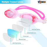 Toyshine Swimming Combo Kit for kids- 1 pc swim cap, 1 Anti Fog Goggles with ear plugs (Pink Combo)