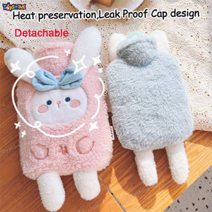 Toyshine Hot Water Bottle 1000mL with Cute Stuffed Plush Rabbit Animal Cover for Kids Great Hand Warmer for Pain Relief Hot and Cold Therapy - Pink