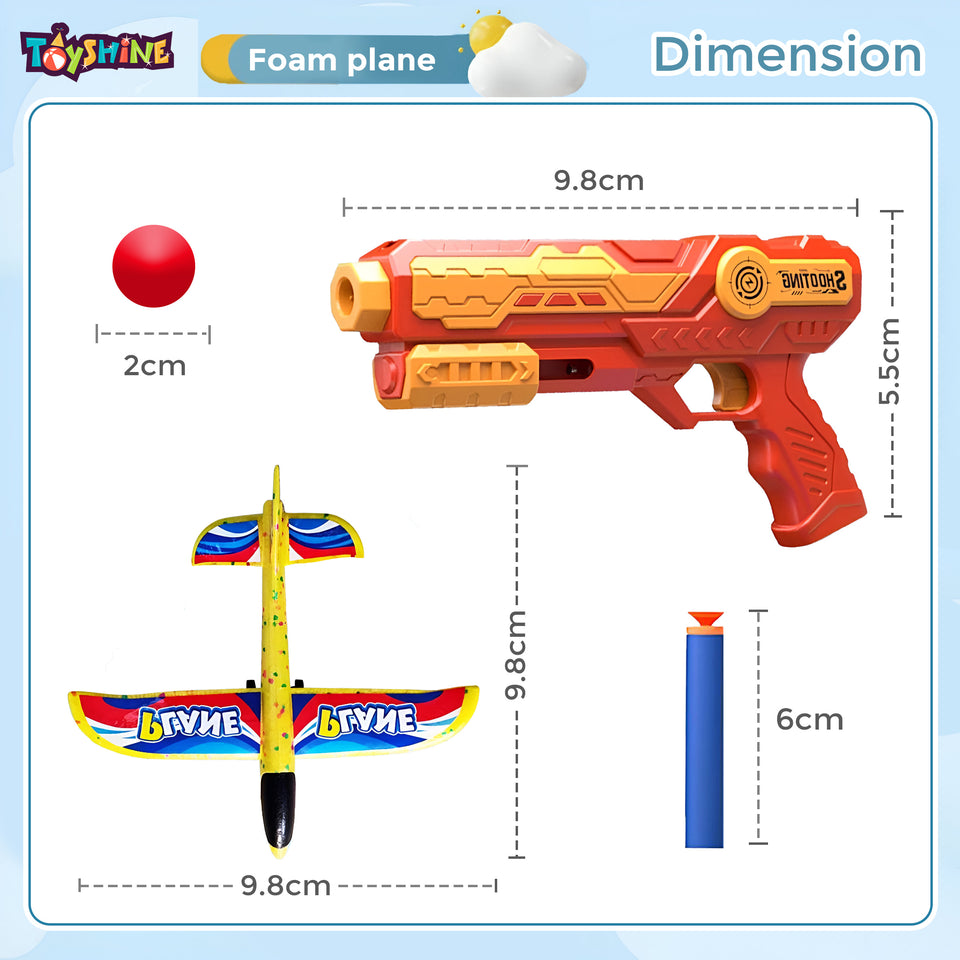 Toyshine 3 in 1 Plane Launcher Toys | Plane, Foam Darts and Foam Ball Shooter | Toy for Kids One-Click Ejection Shooting | Birthday Toy Gift for Boys and Girls